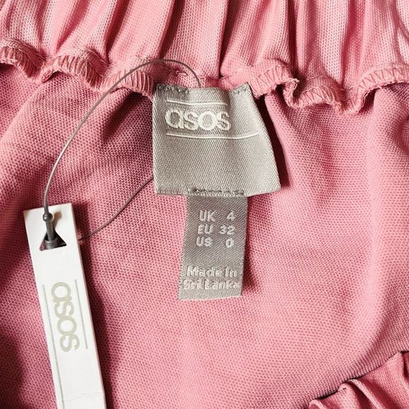 ASOS Off Shoulder Drape Faux Wrap Bell Sleeve Top Dusty Pink Size 0 - Picture 5 of 9